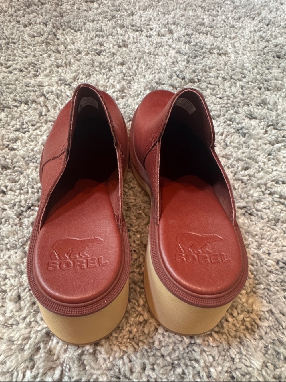 Sorel Women's Brick Red Leather Slip-On Clog Mule - Picture 4 of 5